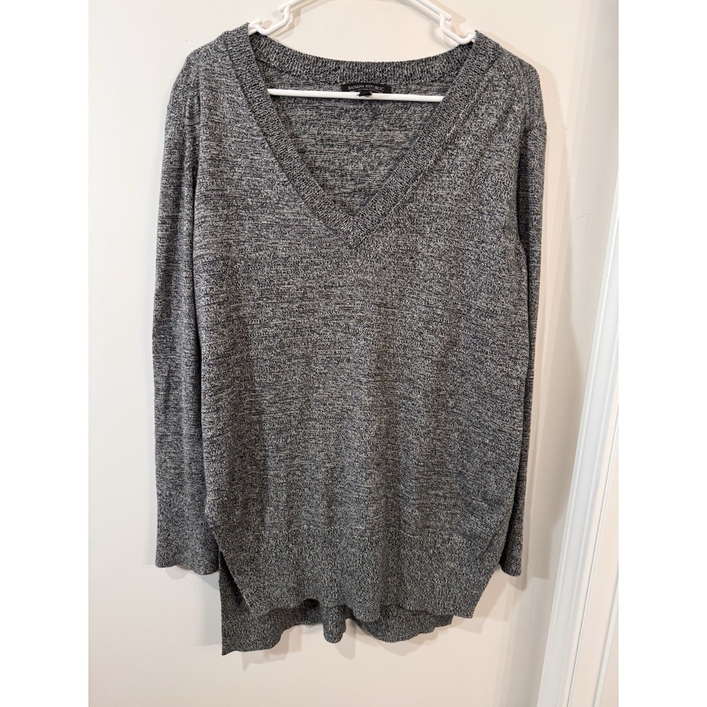 Banana Republic Pullover Sweater Womens Size S Cashmere Black Heathered V-Neck